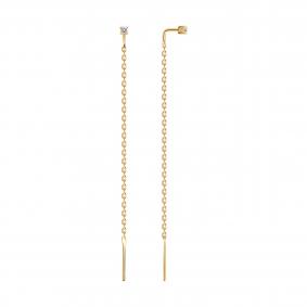 Серьги из золочёного серебра SOKOLOV 93022417 с фианитом 93022417 фото