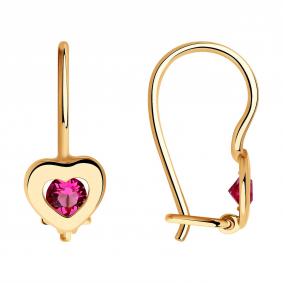 Серьги из золочёного серебра SOKOLOV 93022418 с кристаллом Swarovski 93022418 фото