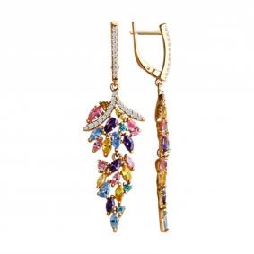 Серьги из золочёного серебра SOKOLOV 93022424-91 с фианитом 93022424-91 фото