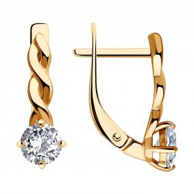 Серьги из золочёного серебра SOKOLOV 93022428 с фианитом 93022428 фото
