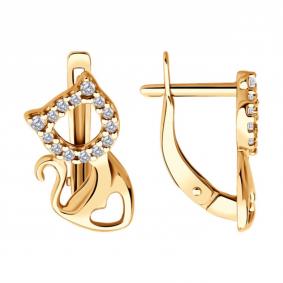 Серьги из золочёного серебра SOKOLOV 93022434-91 с фианитом 93022434-91 фото
