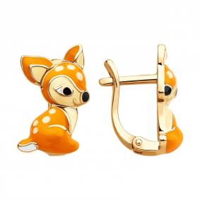 Серьги из золочёного серебра SOKOLOV 93022442 с эмалью 93022442 фото