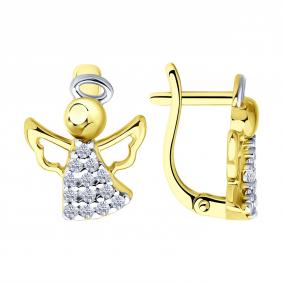 Серьги из лимонного серебра SOKOLOV 93022448 с фианитом 93022448 фото