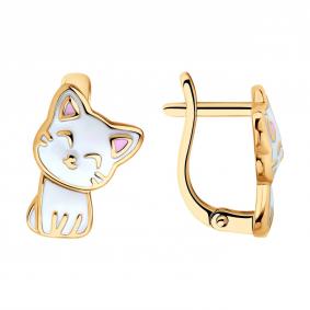 Серьги из золочёного серебра SOKOLOV 93022449 с эмалью 93022449 фото