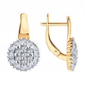 Серьги из золочёного серебра SOKOLOV 93022457 с фианитом 93022457 фото