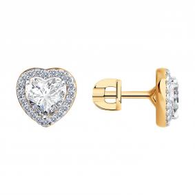 Серьги из золочёного серебра SOKOLOV 93022479 с фианитом 93022479 фото