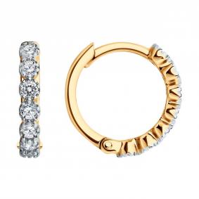 Серьги из золочёного серебра SOKOLOV 93022482 с фианитом 93022482 фото