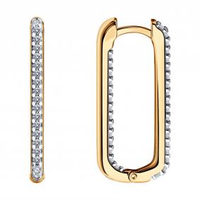 Серьги из золочёного серебра SOKOLOV 93022483 с фианитом 93022483 фото