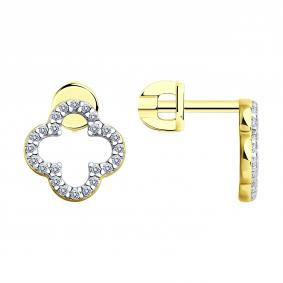 Серьги из лимонного серебра SOKOLOV 93022515 с фианитом 93022515 фото