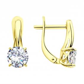 Серьги из лимонного серебра SOKOLOV 93022519 с фианитом 93022519 фото