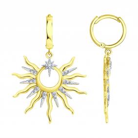 Серьги из лимонного серебра SOKOLOV 93022534 с фианитом 93022534 фото