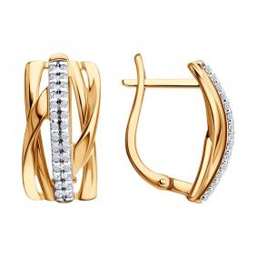 Серьги из золочёного серебра SOKOLOV 93022548 с фианитом 93022548 фото
