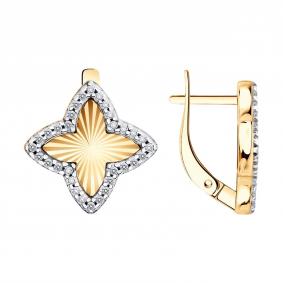 Серьги из золочёного серебра SOKOLOV 93022568 с фианитом 93022568 фото