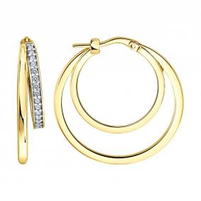 Серьги из лимонного серебра SOKOLOV 93022586 с фианитом 93022586 фото