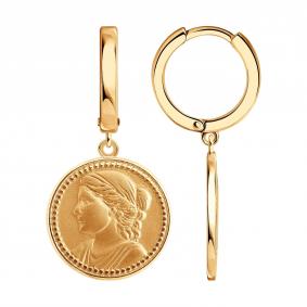 Серьги из золочёного серебра SOKOLOV 93022604 93022604 фото