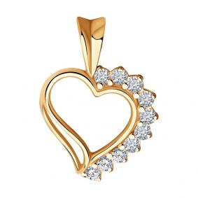 Подвеска из золочёного серебра SOKOLOV 93030001 с фианитом 93030001 фото