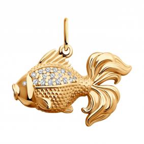 Подвеска из золочёного серебра SOKOLOV 93030121 с фианитом 93030121 фото