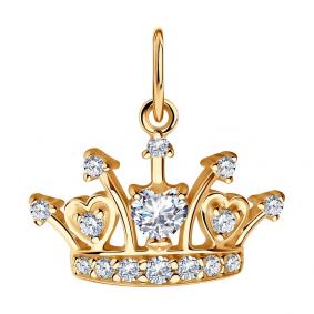 Подвеска из золочёного серебра SOKOLOV 93030198 с фианитом 93030198 фото