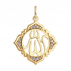 Подвеска из золочёного серебра SOKOLOV 93030204 с фианитом 93030204 фото