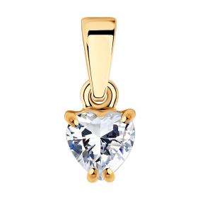 Подвеска из золочёного серебра SOKOLOV 93030442 с фианитом 93030442 фото