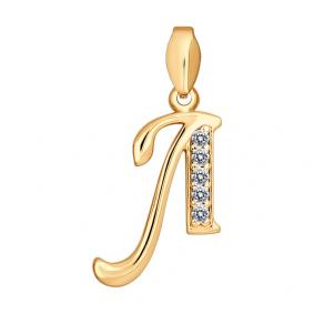 Подвеска-буква Л из золочёного серебра SOKOLOV с фианитом 93030521 93030521 фото