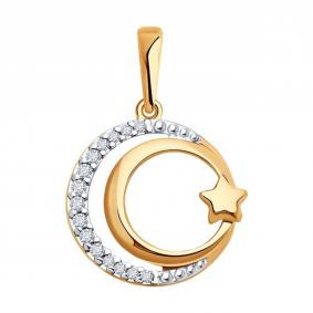 Подвеска из золочёного серебра SOKOLOV 93030571 с фианитом 93030571 фото