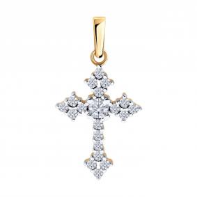 Подвеска из золочёного серебра SOKOLOV 93030615 с фианитом 93030615 фото