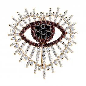 Брошь из золочёного серебра SOKOLOV 93040065 с фианитом 93040065 фото