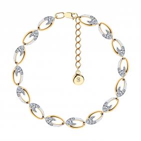 Браслет из золочёного серебра SOKOLOV 93050120 с фианитом 93050120 фото