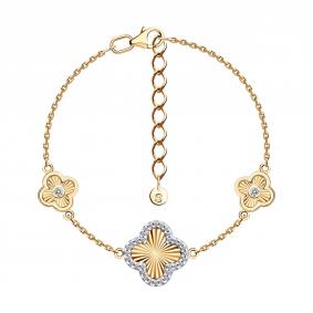 Браслет из золочёного серебра SOKOLOV 93050228 с фианитом 93050228 фото