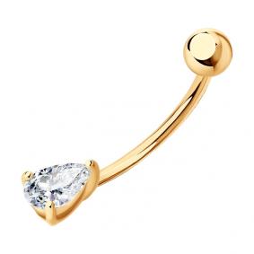Пирсинг в пупок из золочёного серебра SOKOLOV с фианитом 93060003 93060003 фото