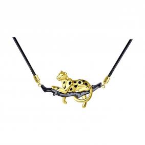 Текстильный шнурок-колье с декоративным элементом из лимонного серебра SOKOLOV с эмалью 93070116 93070116 фото