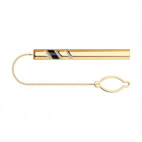 Зажим Для Галстука из золочёного серебра SOKOLOV 93090001 с фианитом и эмалью 93090001 фото