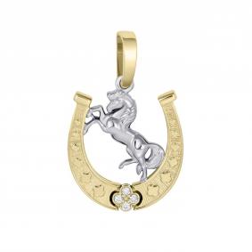 Подвеска Символ года Лошадь из комбинированного золота Primossa с бриллиантом 9341062Б 9341062Б фото