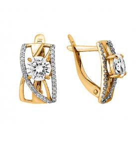 Серьги из золочёного серебра Золотые узоры 94-02-5453-01 с цирконием 94-02-5453-01 фото