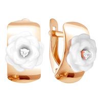 Серьги из золочёного серебра Золотые узоры 94-02-6375-00 с керамикой и цирконием 94-02-6375-00 фото