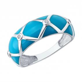 Серебряное кольцо Diamant 94-110-00235-1 с фианитом и эмалью 94-110-00235-1 фото
