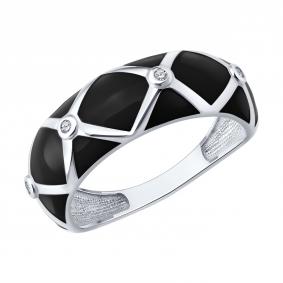 Серебряное кольцо Diamant 94-110-00235-2 с фианитом и эмалью 94-110-00235-2 фото