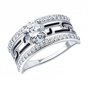 Серебряное кольцо Diamant 94-110-00247-1 с фианитом и эмалью 94-110-00247-1 фото