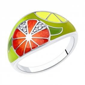 Серебряное кольцо Diamant 94-110-01134-1 с фианитом и эмалью 94-110-01134-1 фото