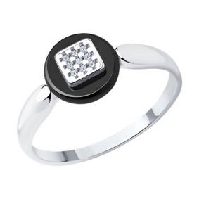 Серебряное кольцо Diamant 94-110-01265-1 с фианитом и керамикой 94-110-01265-1 фото