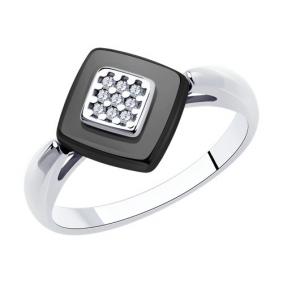 Серебряное кольцо Diamant 94-110-01270-1 с фианитом и керамикой 94-110-01270-1 фото