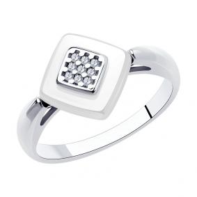 Серебряное кольцо Diamant 94-110-01270-2 с фианитом и керамикой 94-110-01270-2 фото