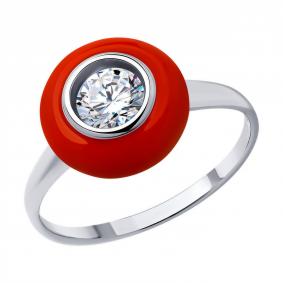 Серебряное кольцо Diamant 94-110-01730-1 с фианитом и эмалью 94-110-01730-1 фото