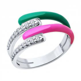 Серебряное кольцо Diamant 94-110-01740-2 с фианитом и эмалью 94-110-01740-2 фото