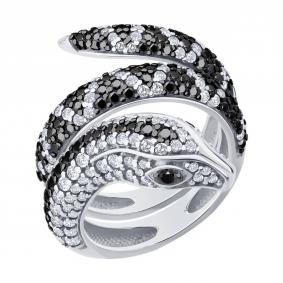 Серебряное кольцо Символ года Змея с фианитом Diamant 94-110-02301-1 94-110-02301-1 фото