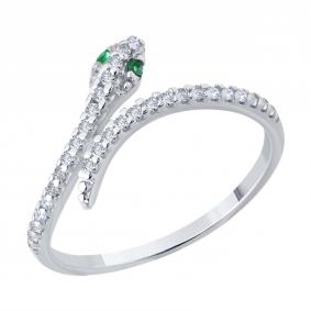 Серебряное кольцо Символ года Змея Diamant с фианитом 94-110-02312-1 94-110-02312-1 фото