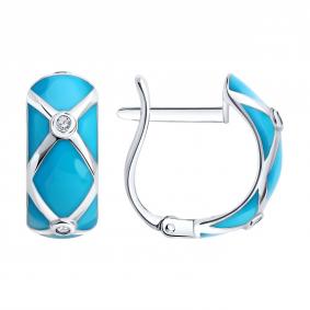 Серебряные серьги Diamant 94-120-00235-1 с фианитом и эмалью 94-120-00235-1 фото