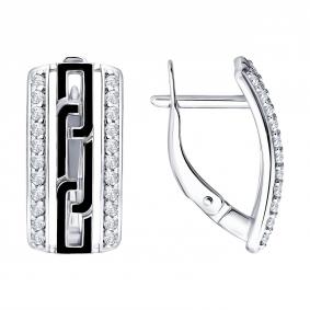 Серебряные серьги Diamant 94-120-00247-1 с фианитом и эмалью 94-120-00247-1 фото