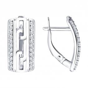 Серебряные серьги Diamant 94-120-00247-2 с фианитом и эмалью 94-120-00247-2 фото